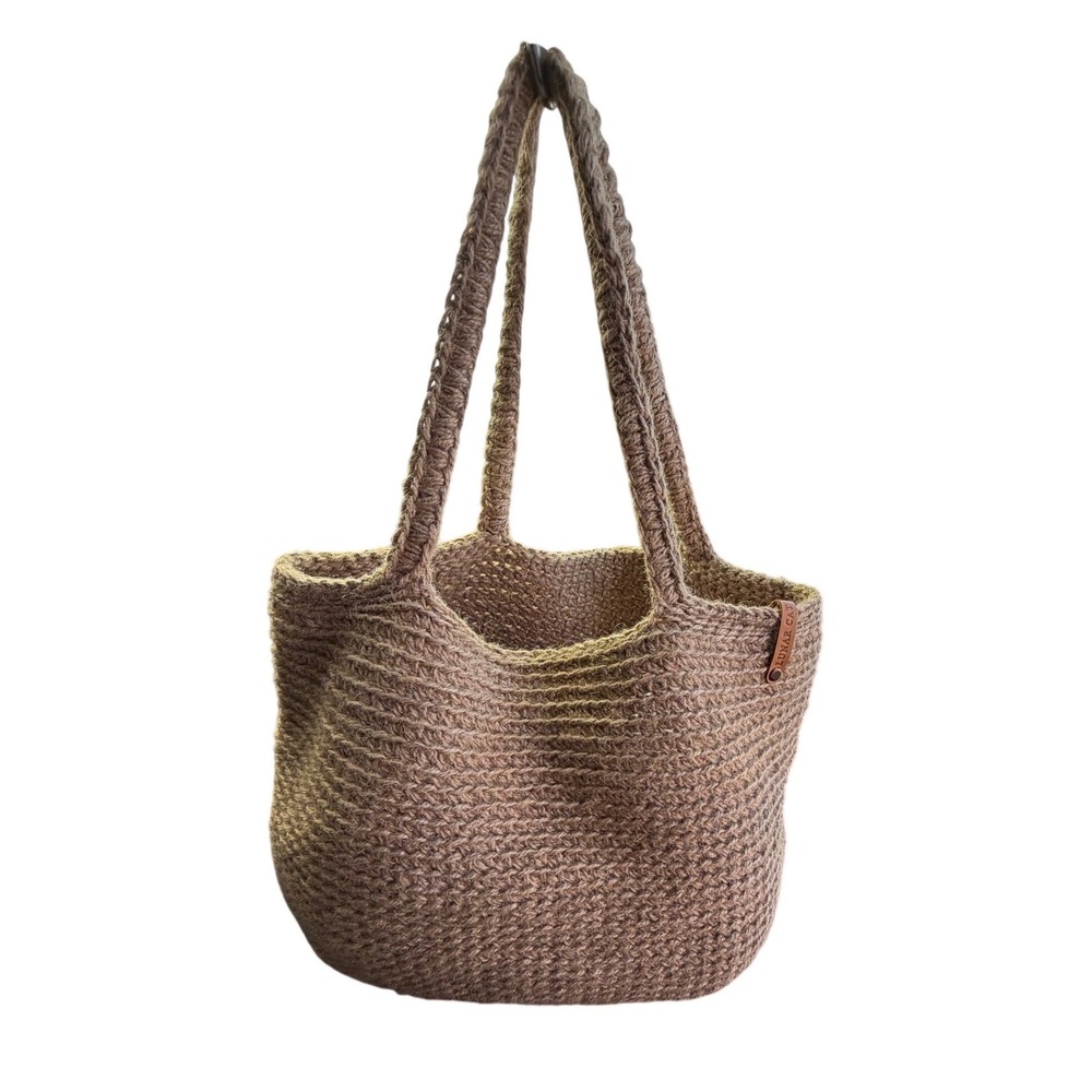Lunar Cat Jute Crochet Tote Bag Boho Beach Market Shoulder‎ Purse Large Natural